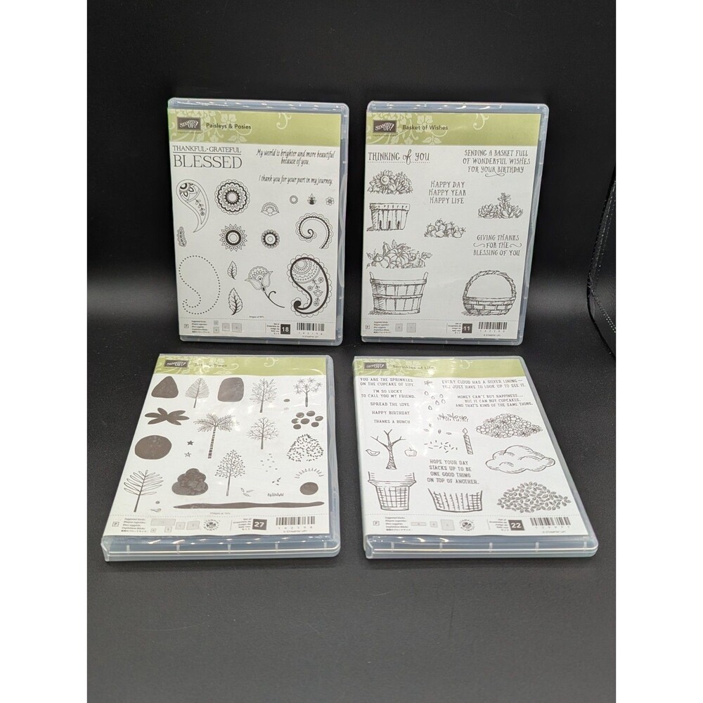 Stampin' Up!  Lot of 4 Sets Paisleys & Posies Basket of Wishes Totally Trees